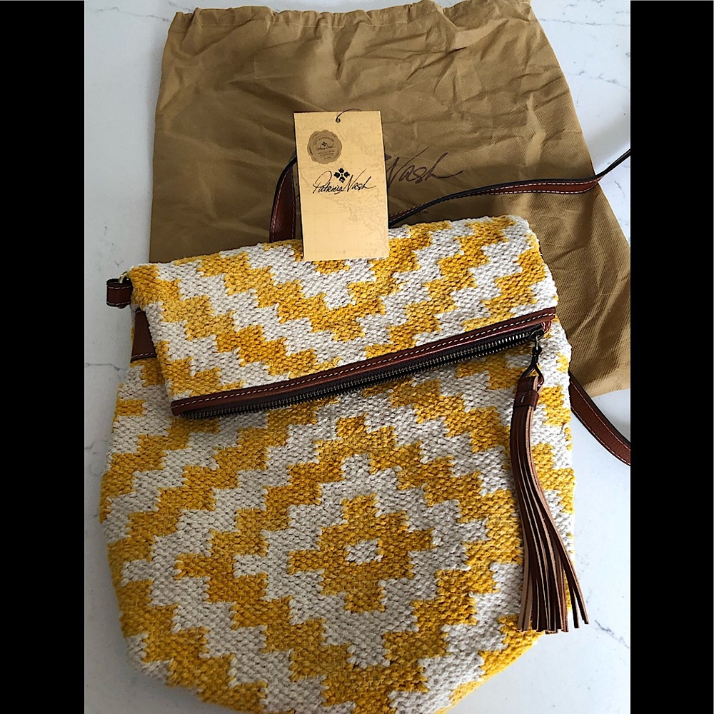 NWT Patricia Nash yellow woven convertible backpack